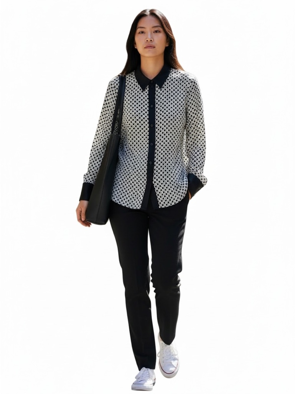 H&M Black and White Button Down Shirt